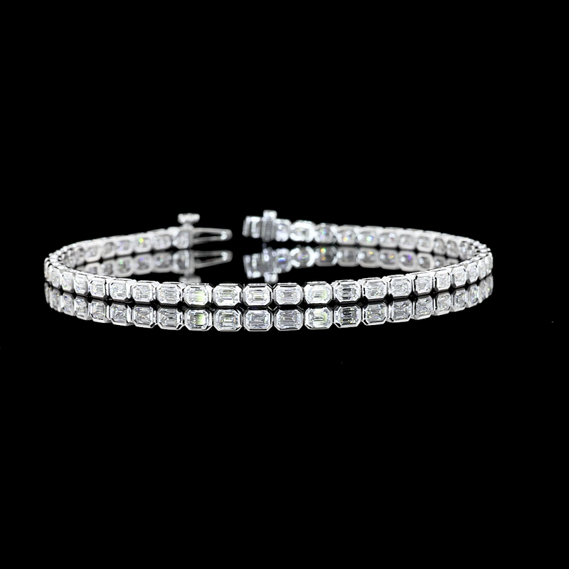 2-3/4ctw Bezel East West Emerald Tennis Bracelet