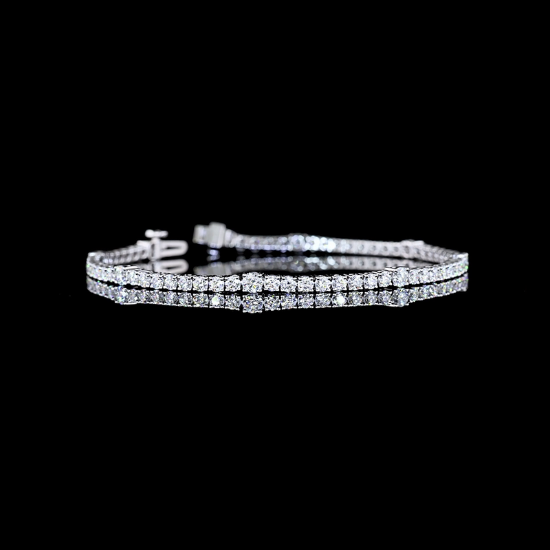 7ctw Prong Round Station Line Tennis Bracelet