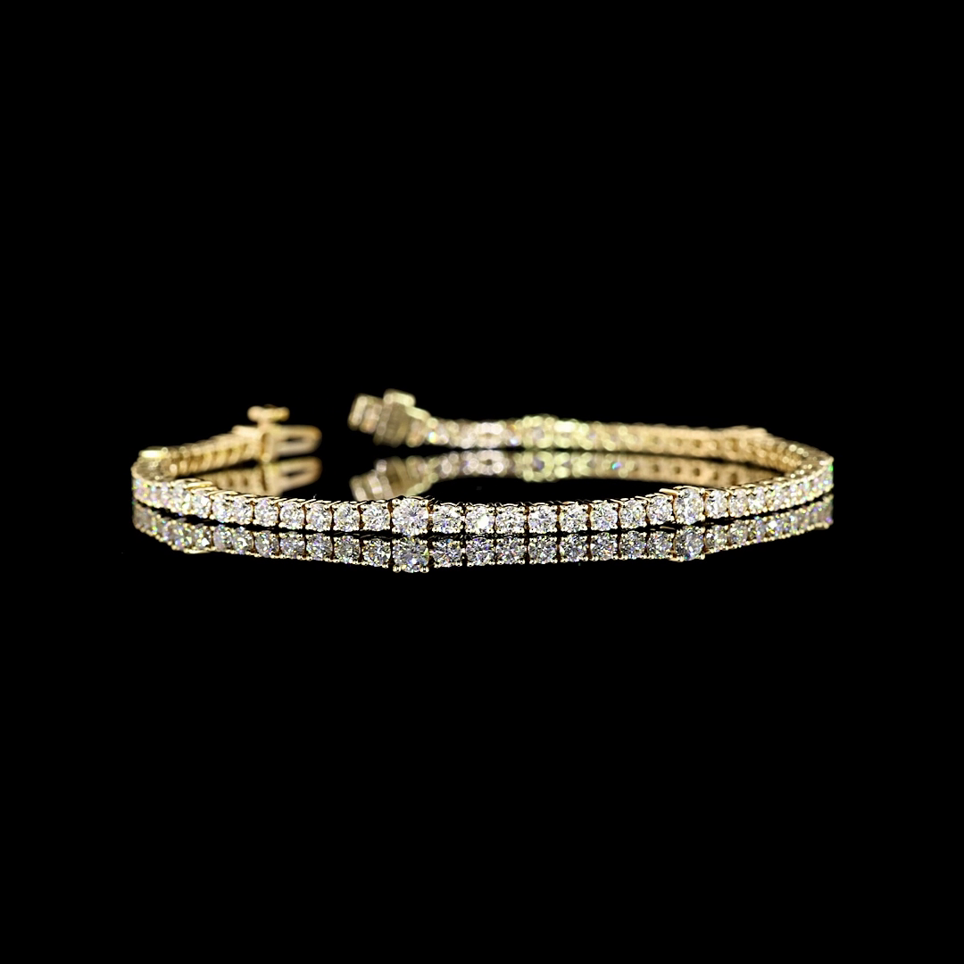 3-3/4ctw Prong Round Station Line Tennis Bracelet