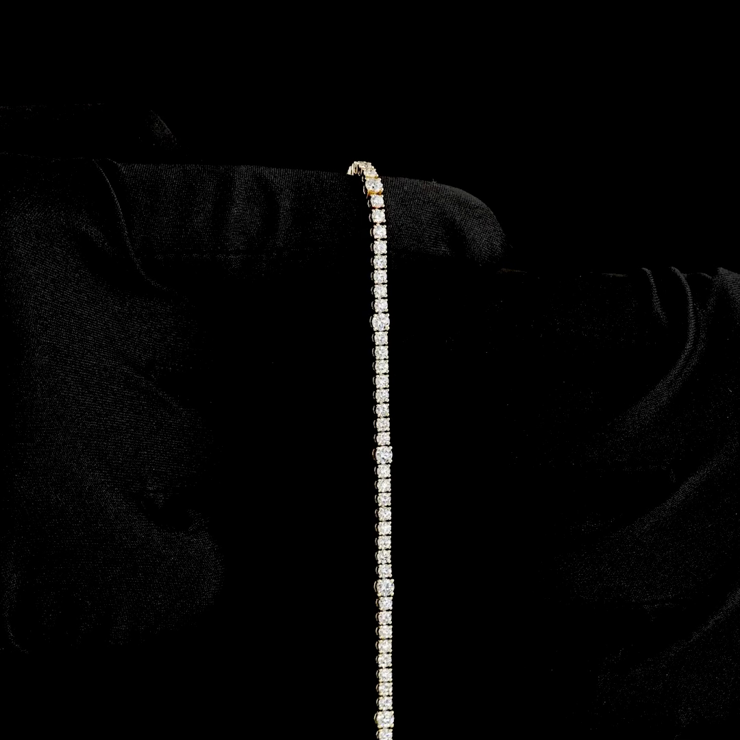 3-3/4ctw Prong Round Station Line Tennis Bracelet