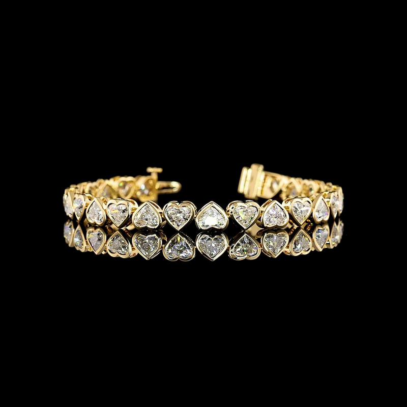 14ctw Bezel Heart Tennis Bracelet