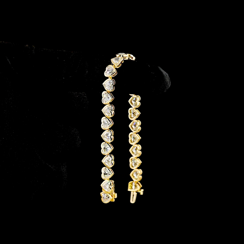 14ctw Bezel Heart Tennis Bracelet