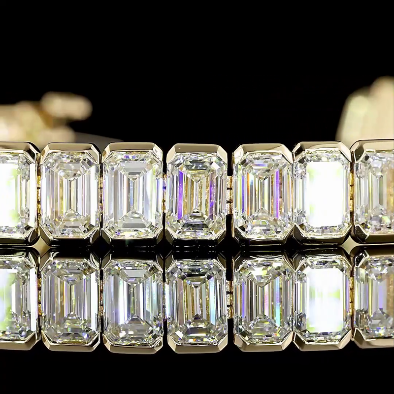 20ctw Half Bezel Emerald Tennis Bracelet