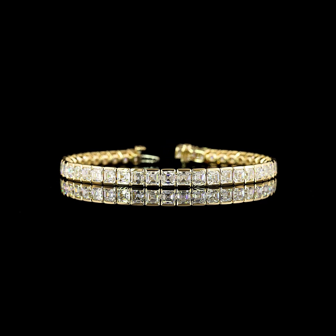 13ctw Half Bezel Asscher Tennis Bracelet