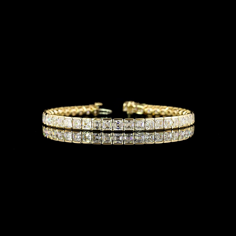 13ctw Half Bezel Asscher Tennis Bracelet