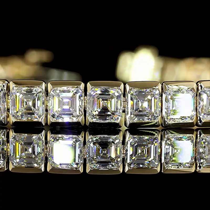 13ctw Half Bezel Asscher Tennis Bracelet