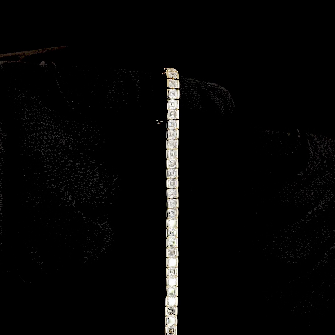 13ctw Half Bezel Asscher Tennis Bracelet