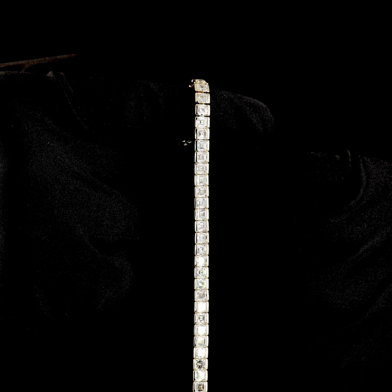 13ctw Half Bezel Asscher Tennis Bracelet