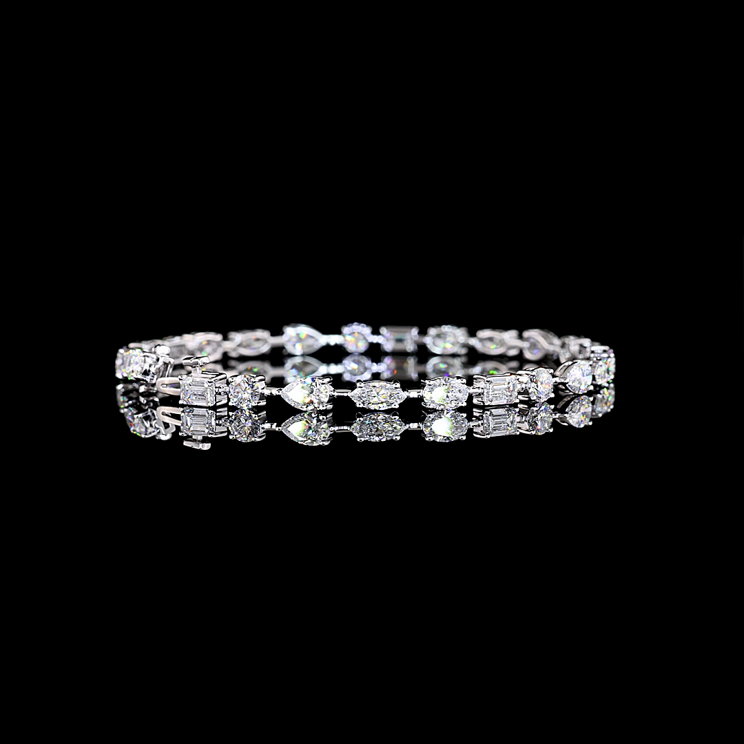 7ctw Prong East West Oval, Pear & Round Station Bracelet