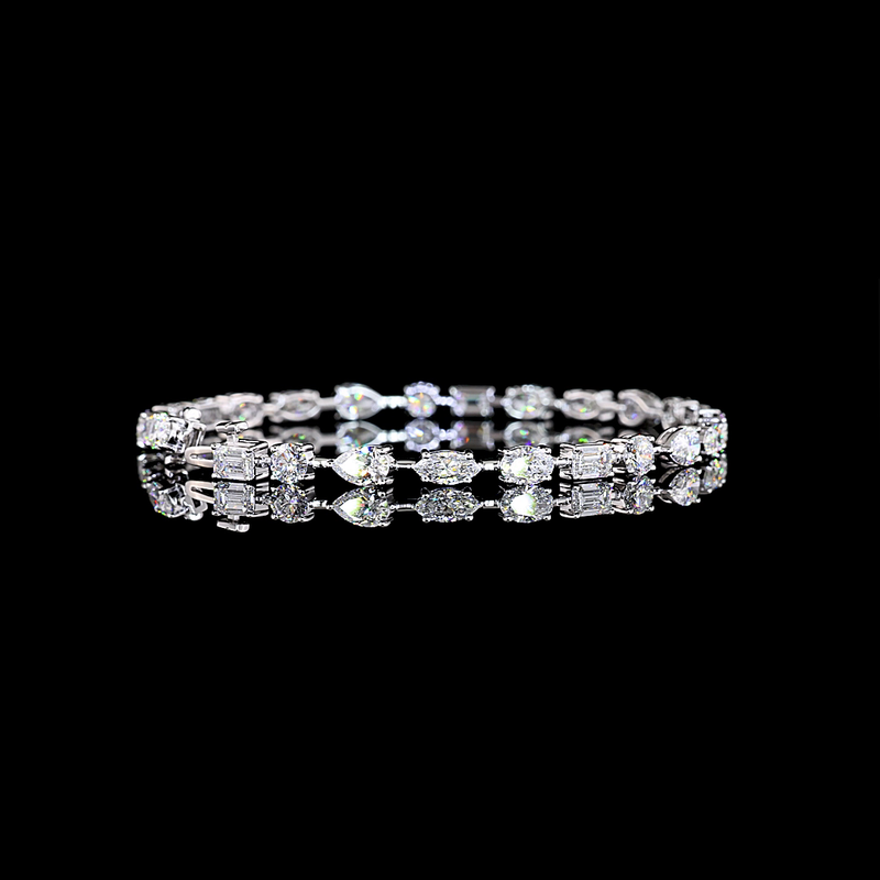 7ctw Prong East West Oval, Pear & Round Station Bracelet