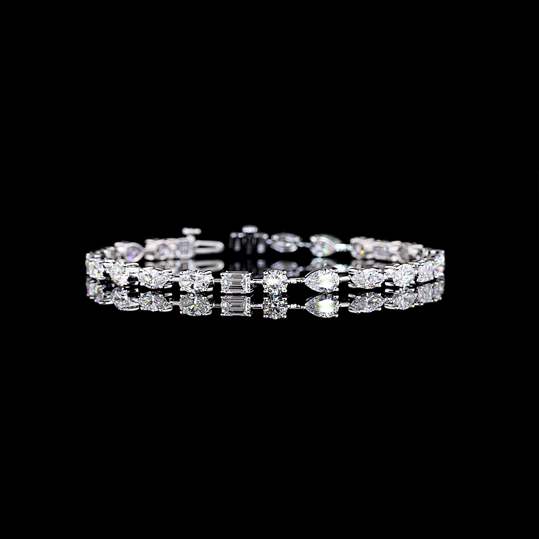 7ctw Prong East West Oval, Pear & Round Station Bracelet