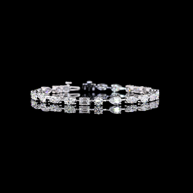 7ctw Prong East West Oval, Pear & Round Station Bracelet