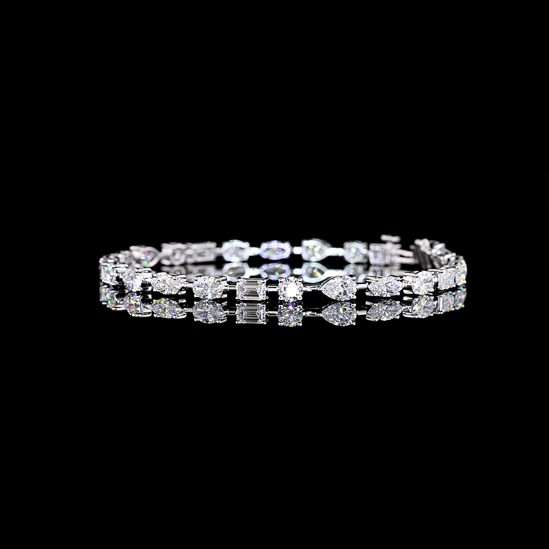 7ctw Prong East West Oval, Pear & Round Station Bracelet