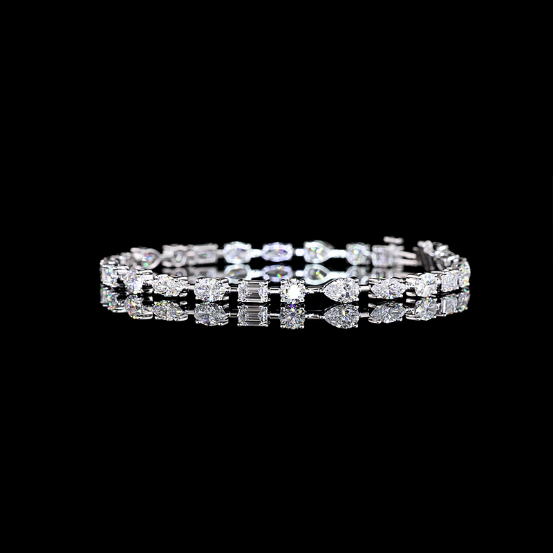 7ctw Prong East West Oval, Pear & Round Station Bracelet