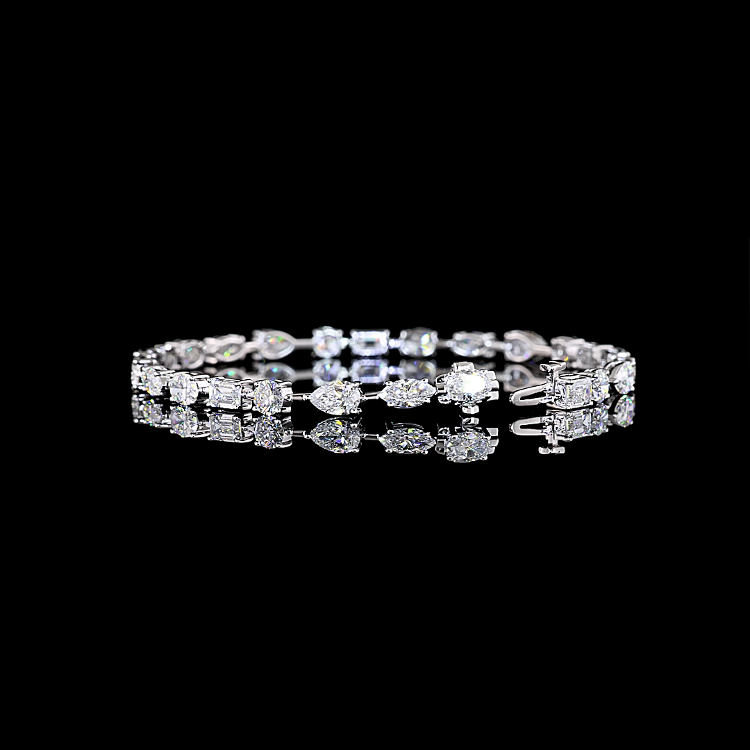 7ctw Prong East West Oval, Pear & Round Station Bracelet