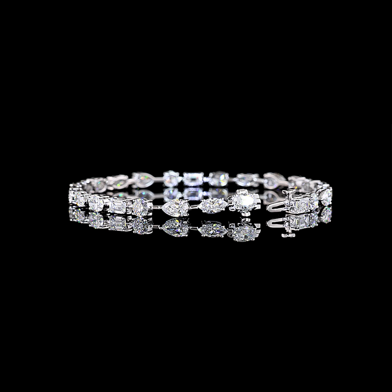 7ctw Prong East West Oval, Pear & Round Station Bracelet