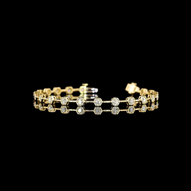 1-1/2ctw Bezel - Prong Round Station Bracelet
