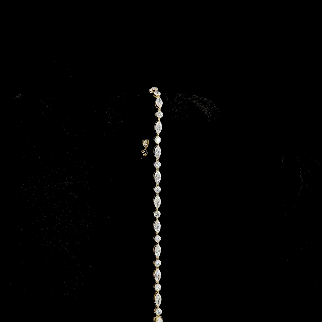 3-1/4ctw Prong East West Marquise & Round Station Bracelet
