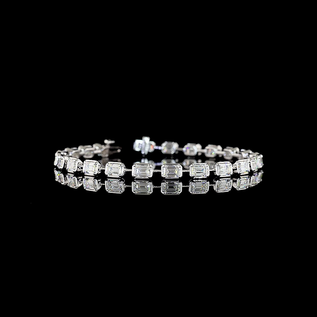 7ctw Bezel - Prong East West Emerald Station Bracelet