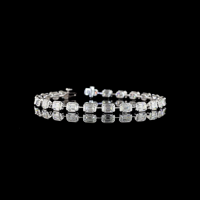 7ctw Bezel - Prong East West Emerald Station Bracelet