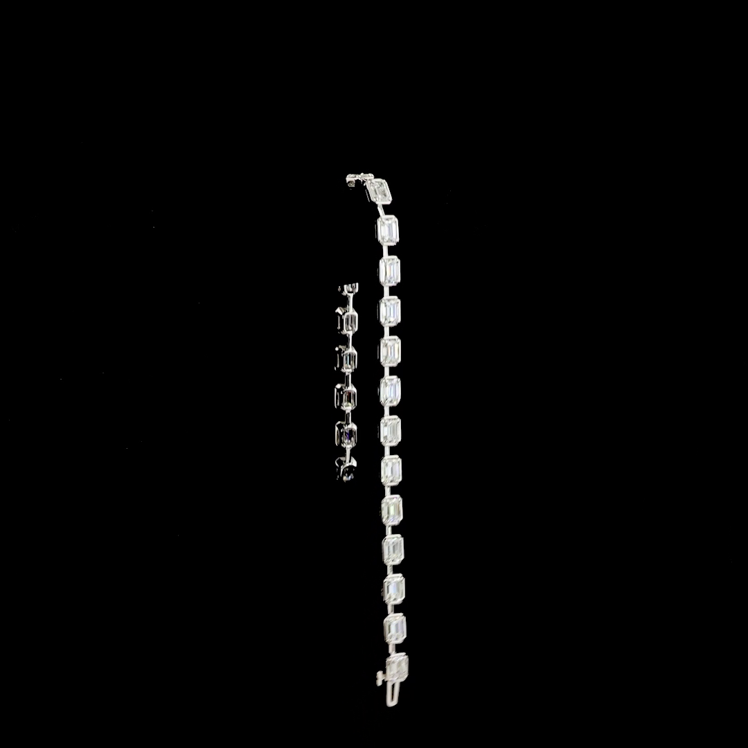 7ctw Bezel - Prong East West Emerald Station Bracelet