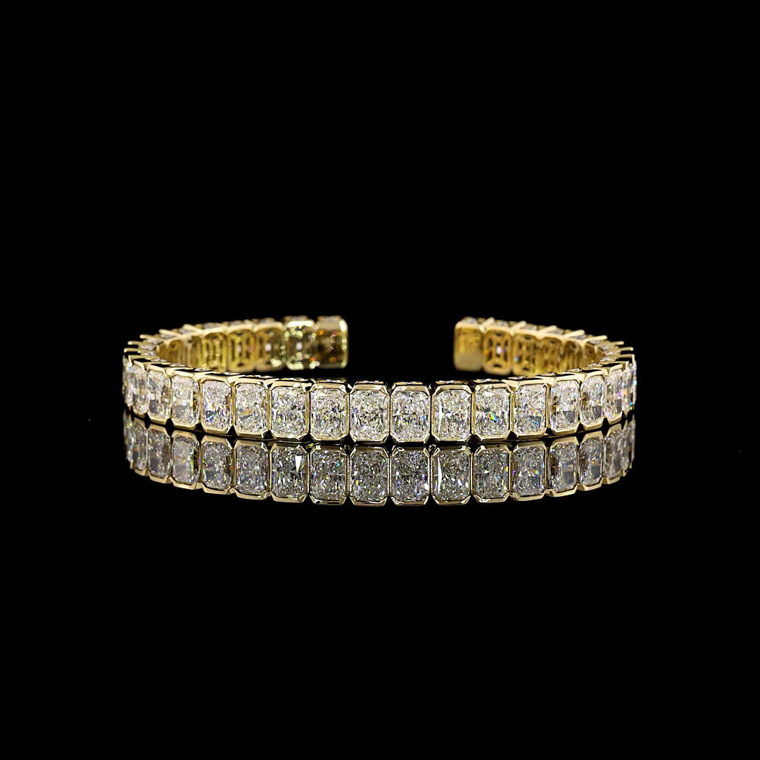 21ctw Bezel Radiant & Round Bangle Bracelet