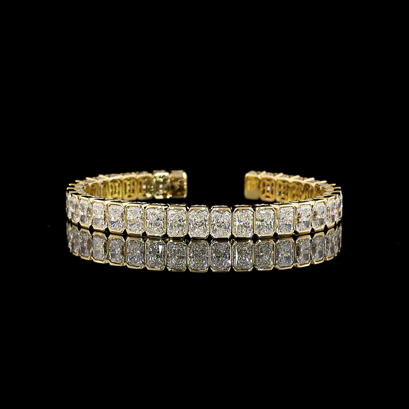 21ctw Bezel Radiant & Round Bangle Bracelet