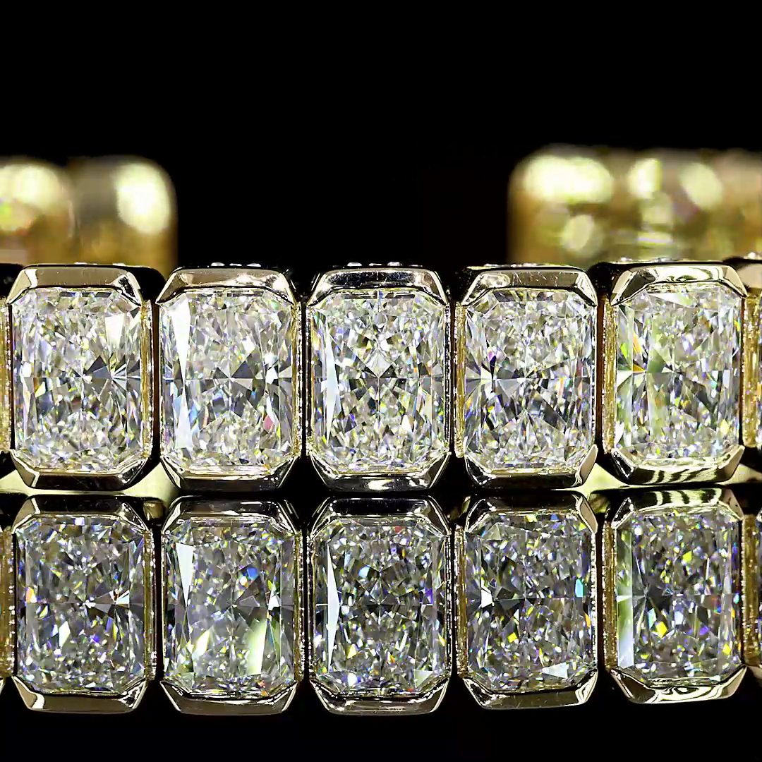 21ctw Bezel Radiant & Round Bangle Bracelet