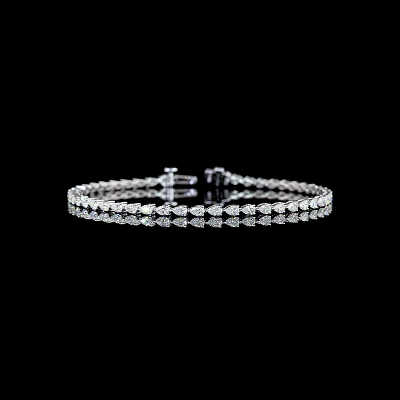 2-1/2ctw Prong East West Pear Tennis Bracelet
