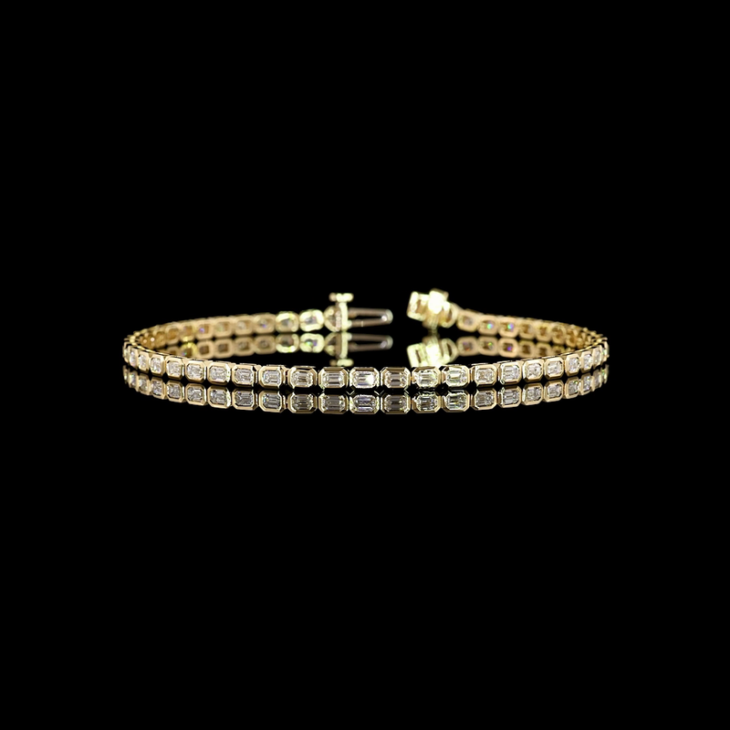 2-1/4ctw Bezel East West Emerald Tennis Bracelet