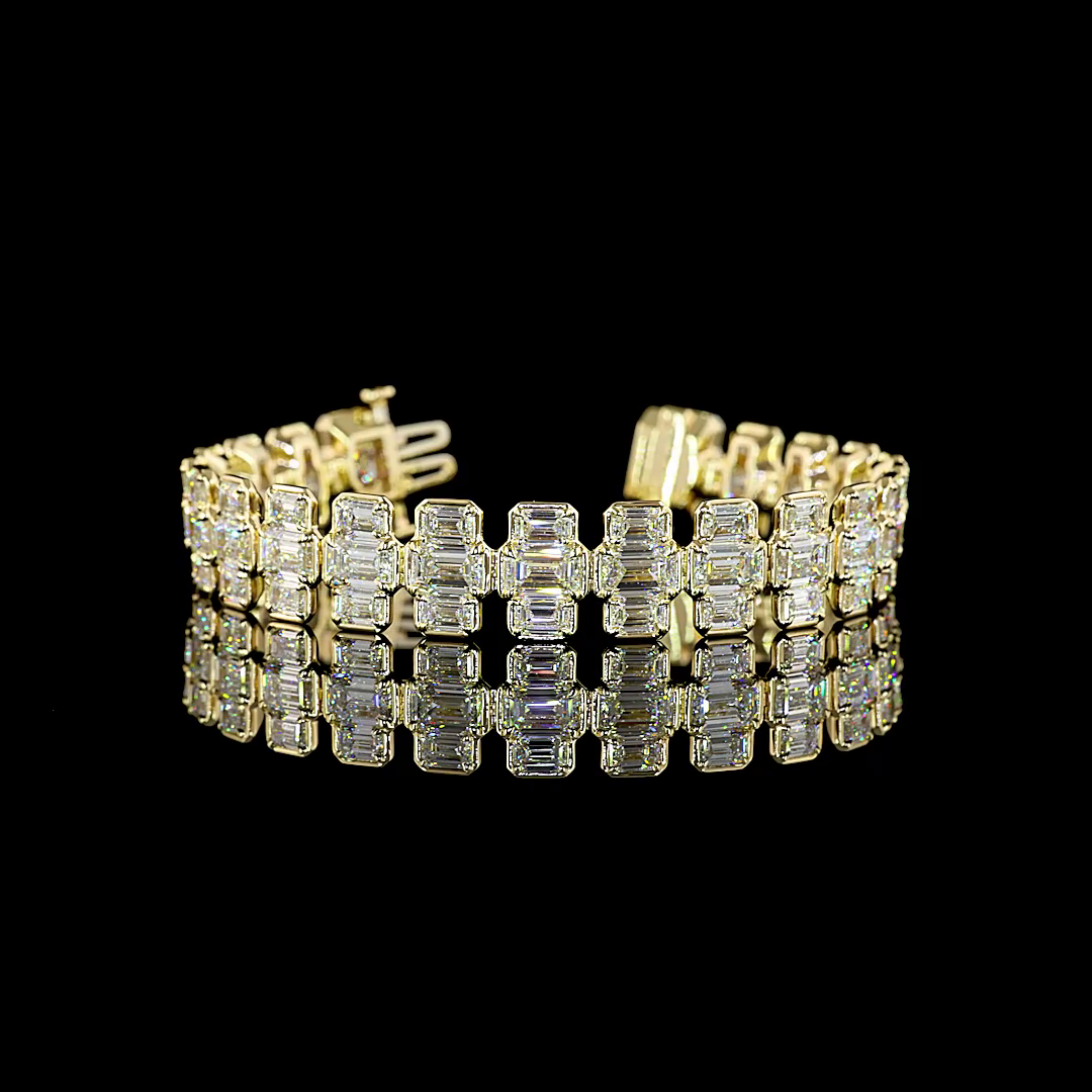 26ctw Bezel - Prong East West Emerald Station Line Tennis Bracelet