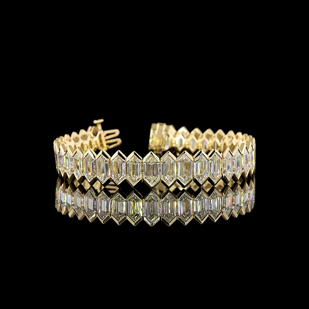75ctw Half Bezel Step Marquise Tennis Bracelet