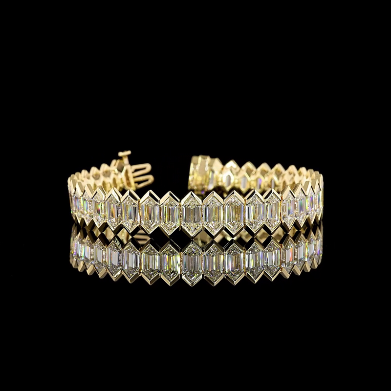 75ctw Half Bezel Step Marquise Tennis Bracelet