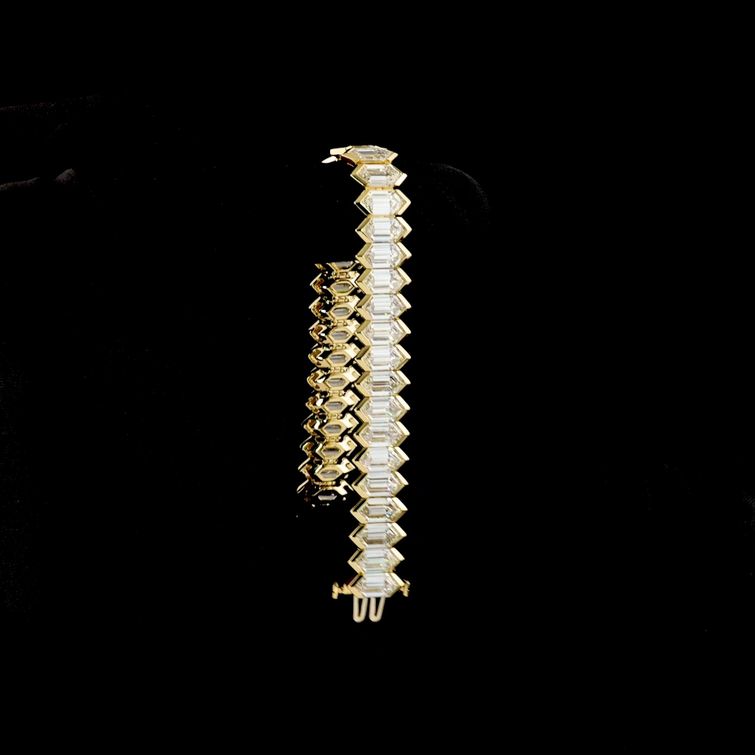 75ctw Half Bezel Step Marquise Tennis Bracelet
