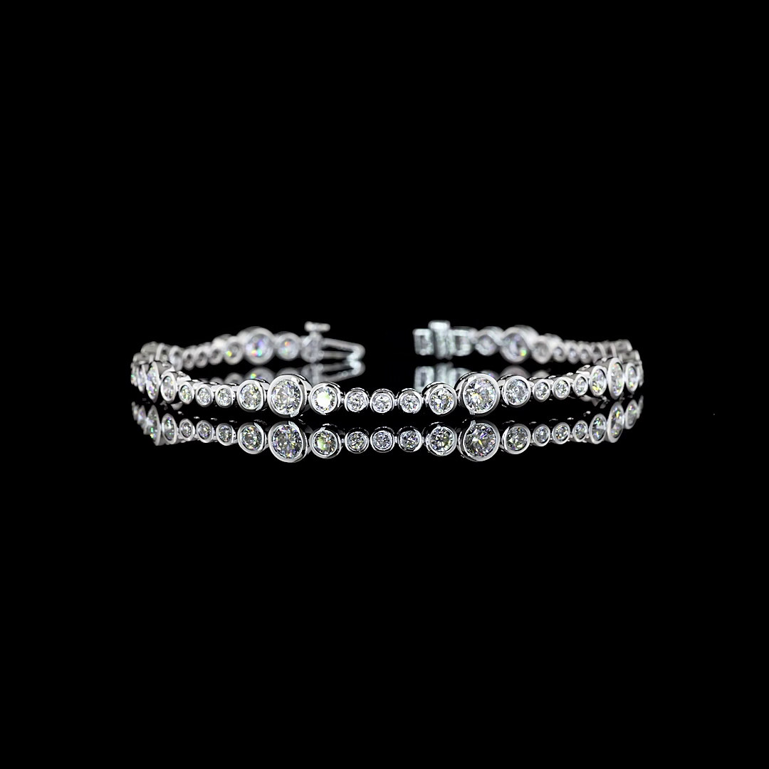 4ctw Bezel Round Station Line Tennis Bracelet