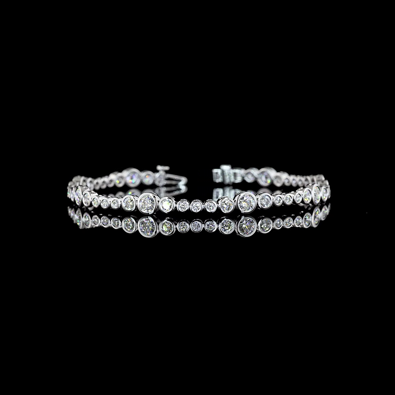 4ctw Bezel Round Station Line Tennis Bracelet
