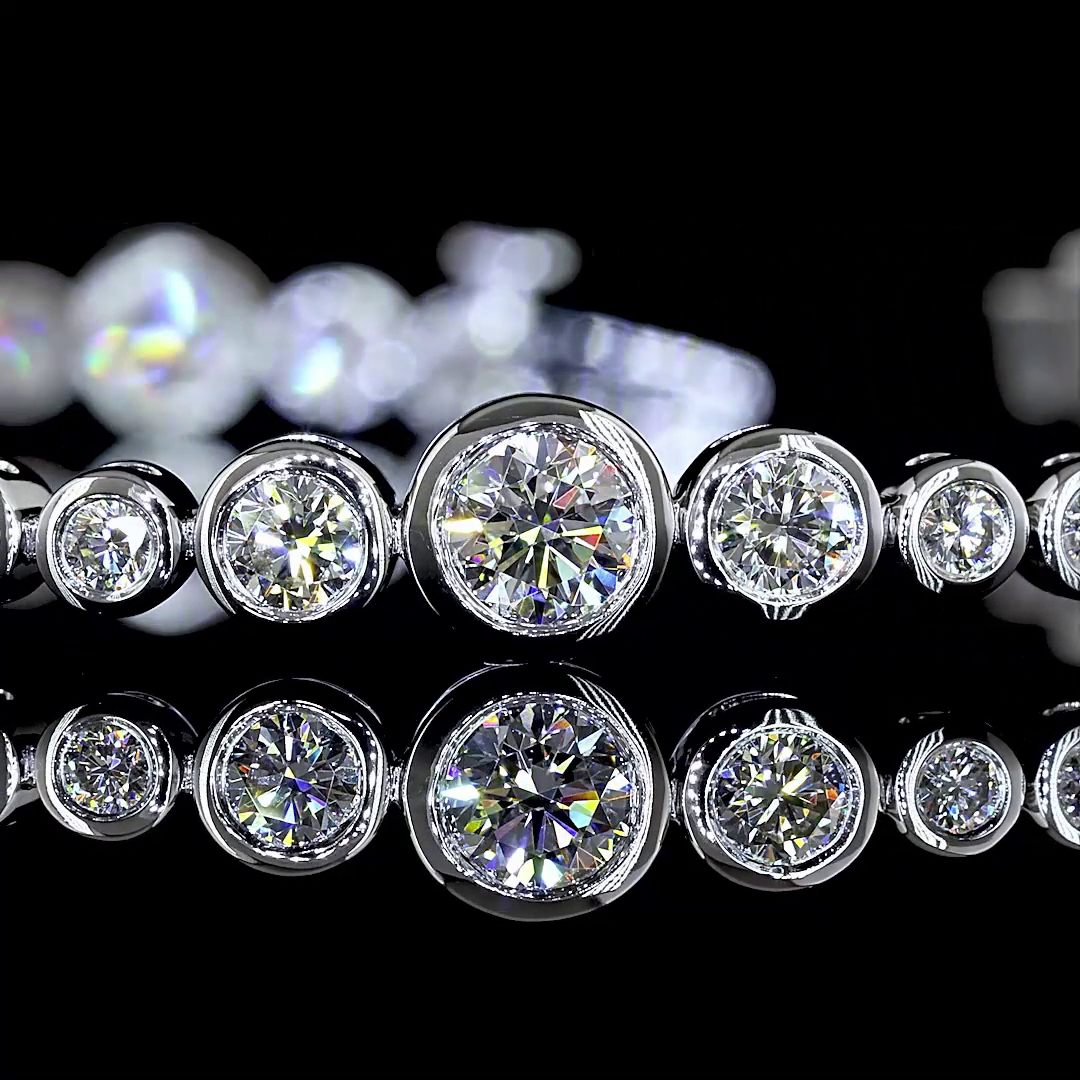 4ctw Bezel Round Station Line Tennis Bracelet