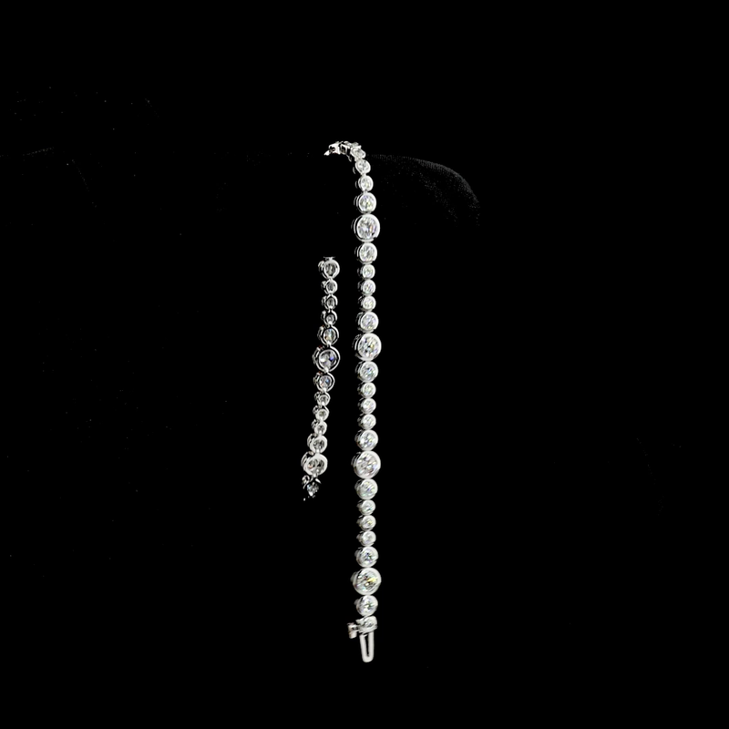 4ctw Bezel Round Station Line Tennis Bracelet