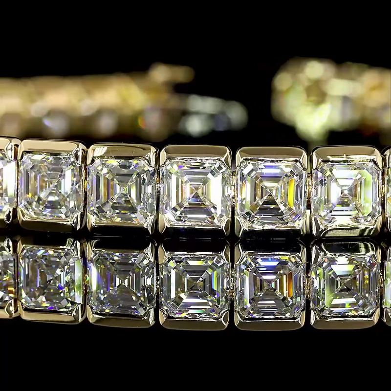20ctw Half Bezel Asscher Tennis Bracelet