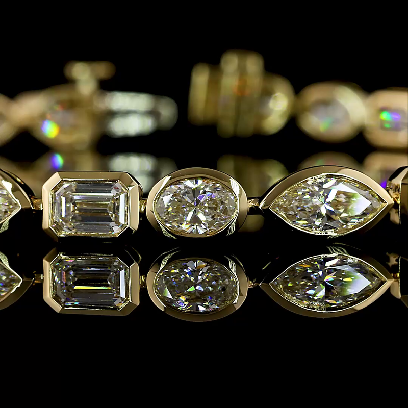 7ctw Bezel East West Emerald & Marquise Tennis Bracelet