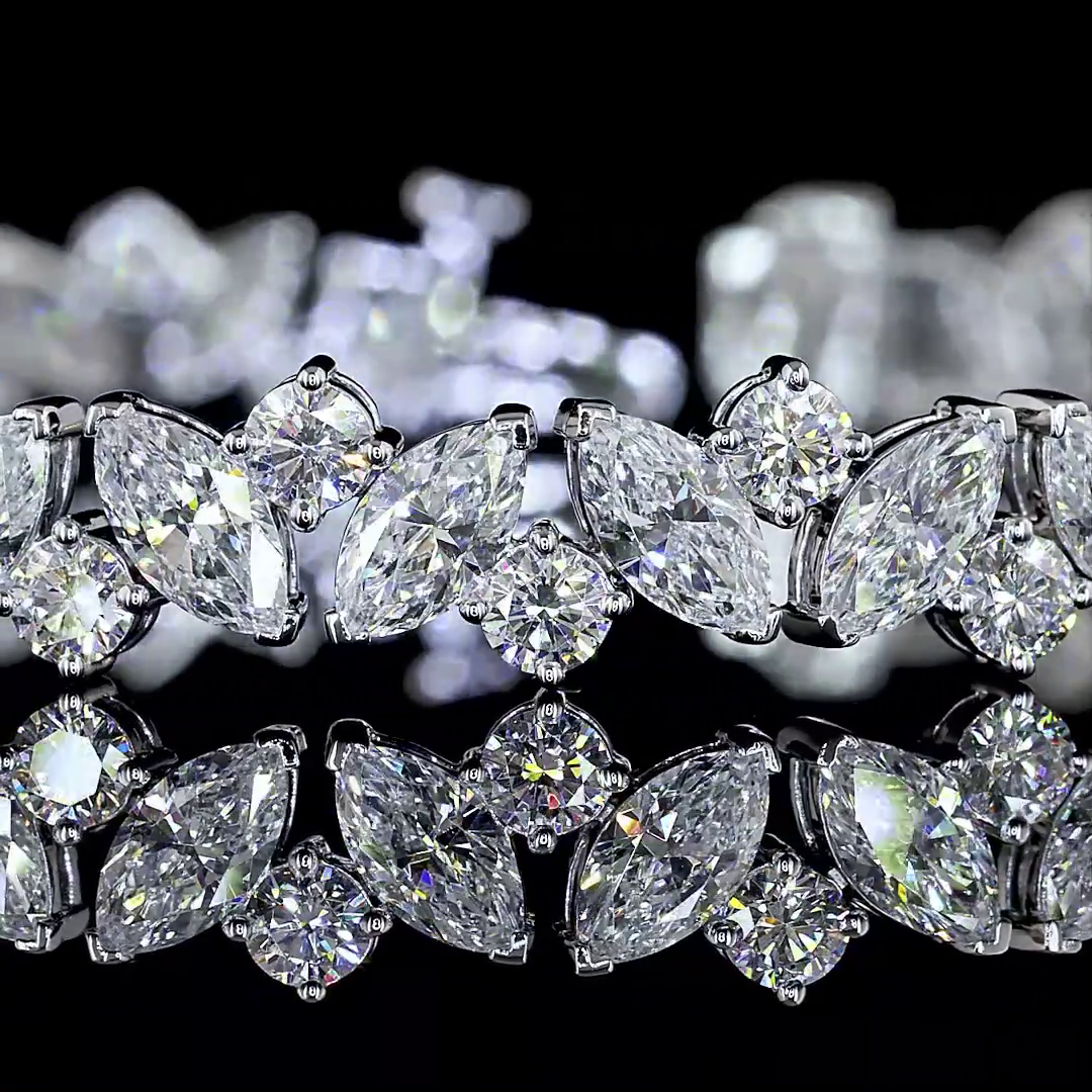 10ctw Prong Inclined Marquise & Round Special Bracelet