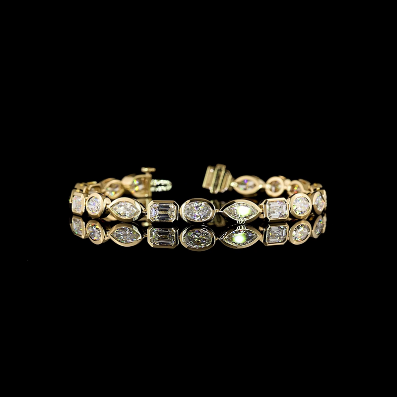 11ctw Bezel East West Oval & Emerald Tennis Bracelet