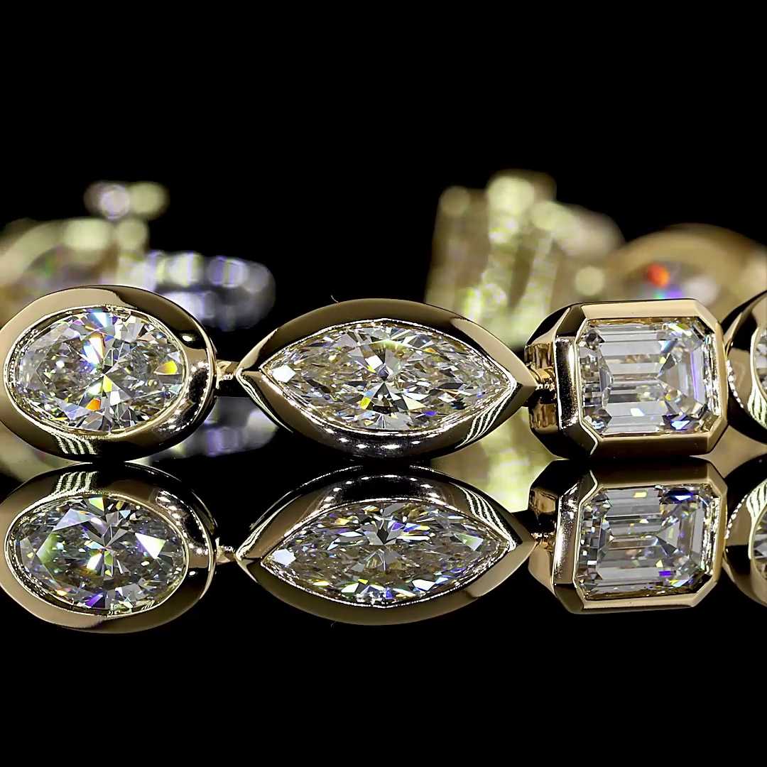 11ctw Bezel East West Oval & Emerald Tennis Bracelet