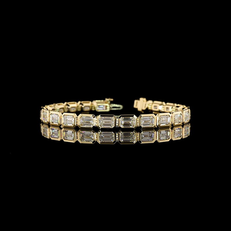 15ctw Bezel East West Emerald Tennis Bracelet