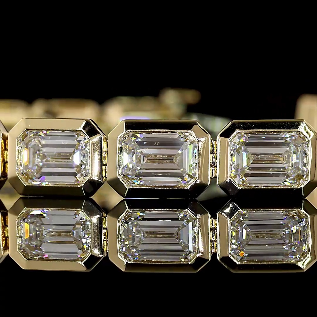 15ctw Bezel East West Emerald Tennis Bracelet