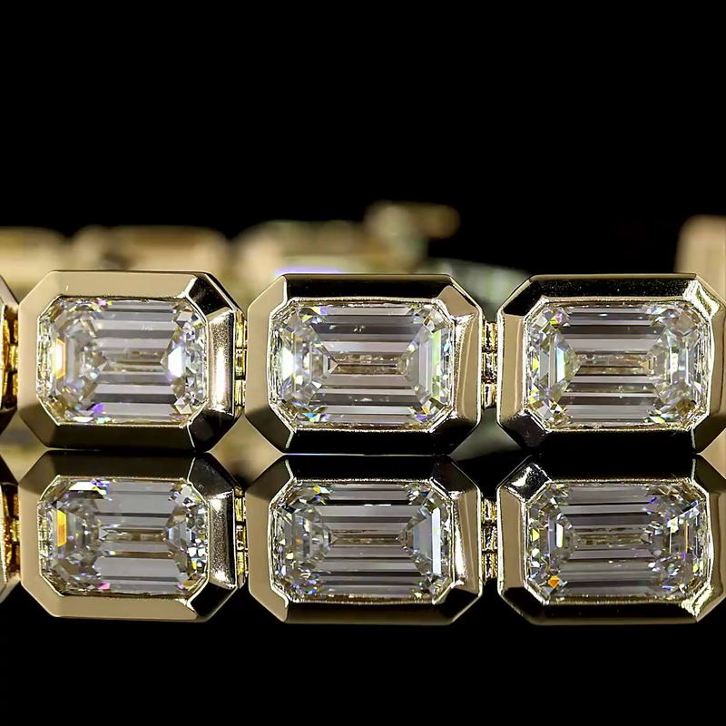 15ctw Bezel East West Emerald Tennis Bracelet