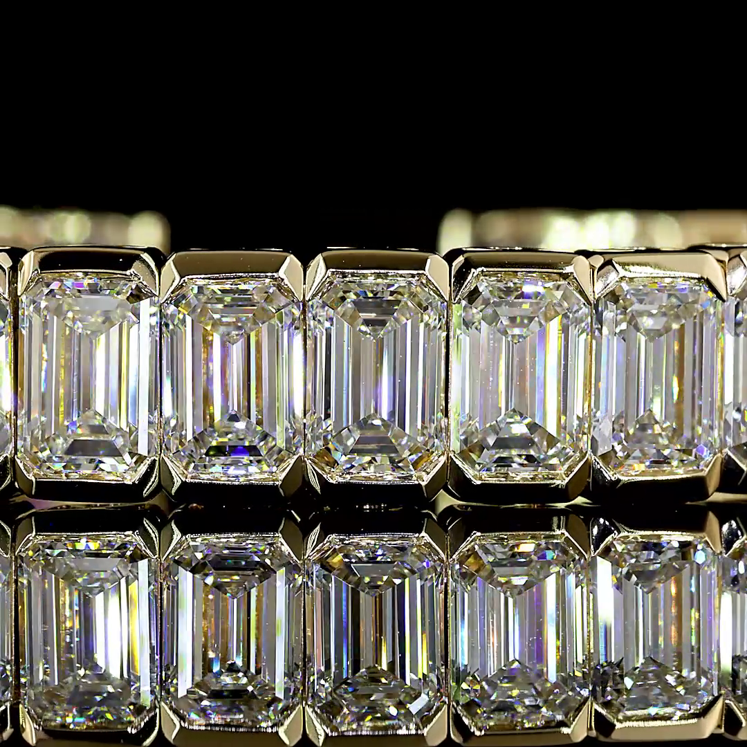 23ctw Half Bezel Emerald Bangle Bracelet