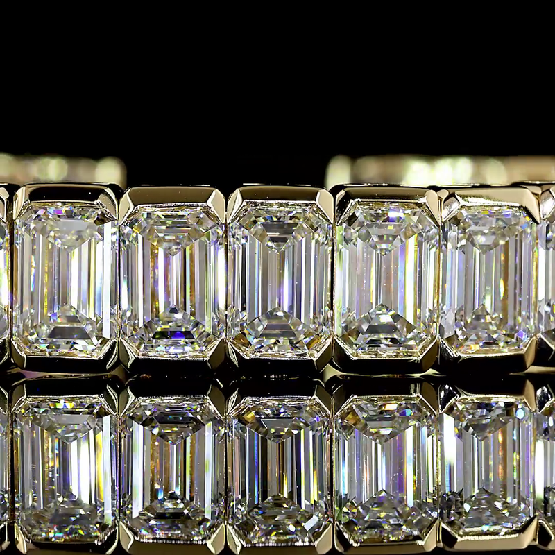 23ctw Half Bezel Emerald Bangle Bracelet