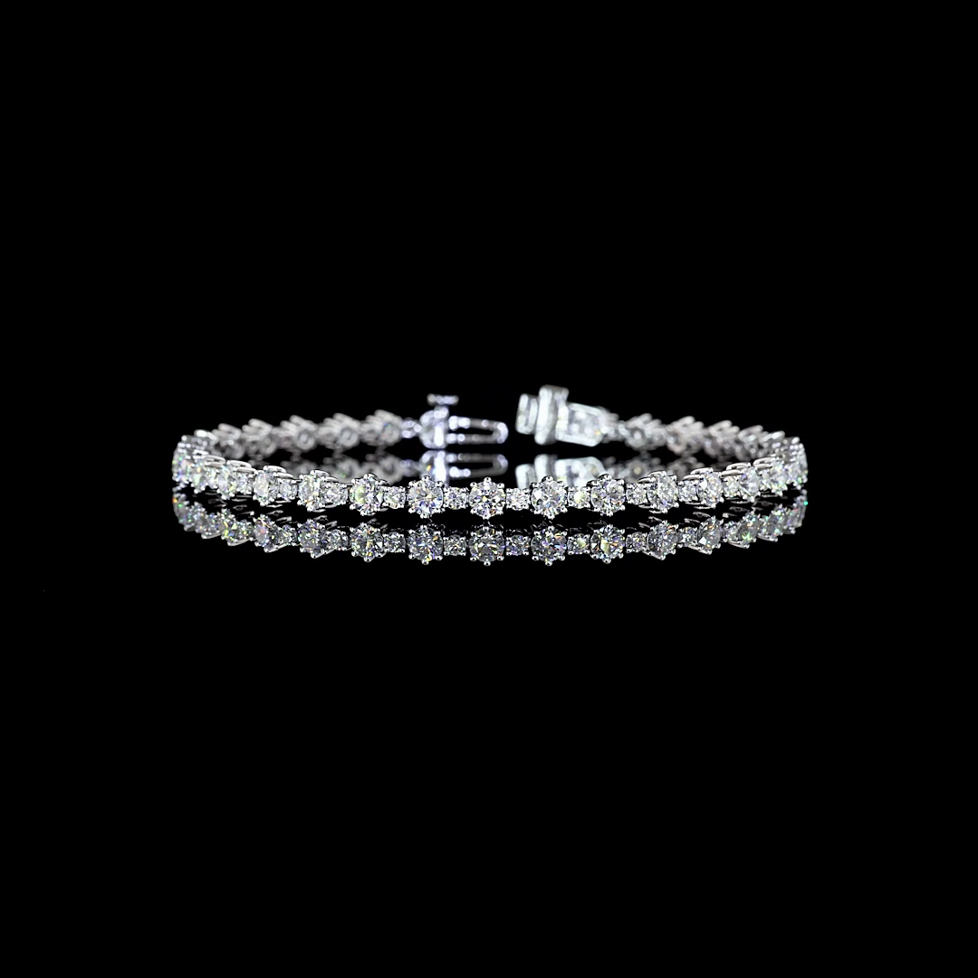 5ctw Prong Round Station Line Tennis Bracelet
