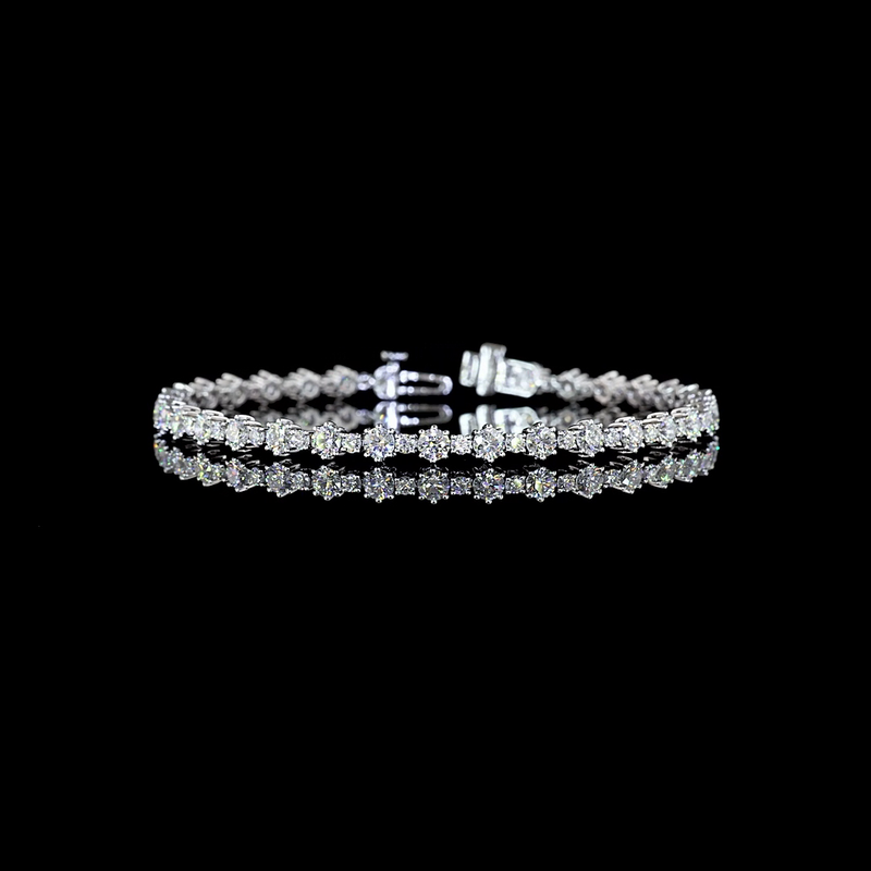 5ctw Prong Round Station Line Tennis Bracelet